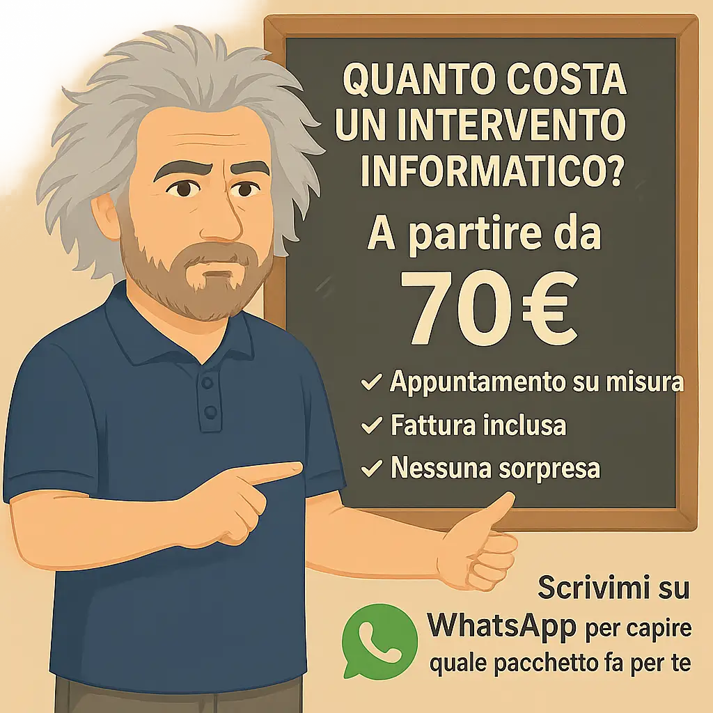 Tecnico informatico a domicilio – Costo a partire da 70 euro, con appuntamento e fattura inclusa